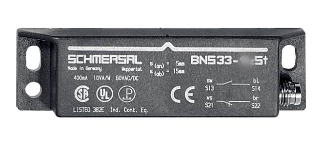 Schmersal BNS33-11ZG-ST BNS 33 Magnetic Safety Sensors, 24 VDC, 0.01 A, 1NO-1NC Contact