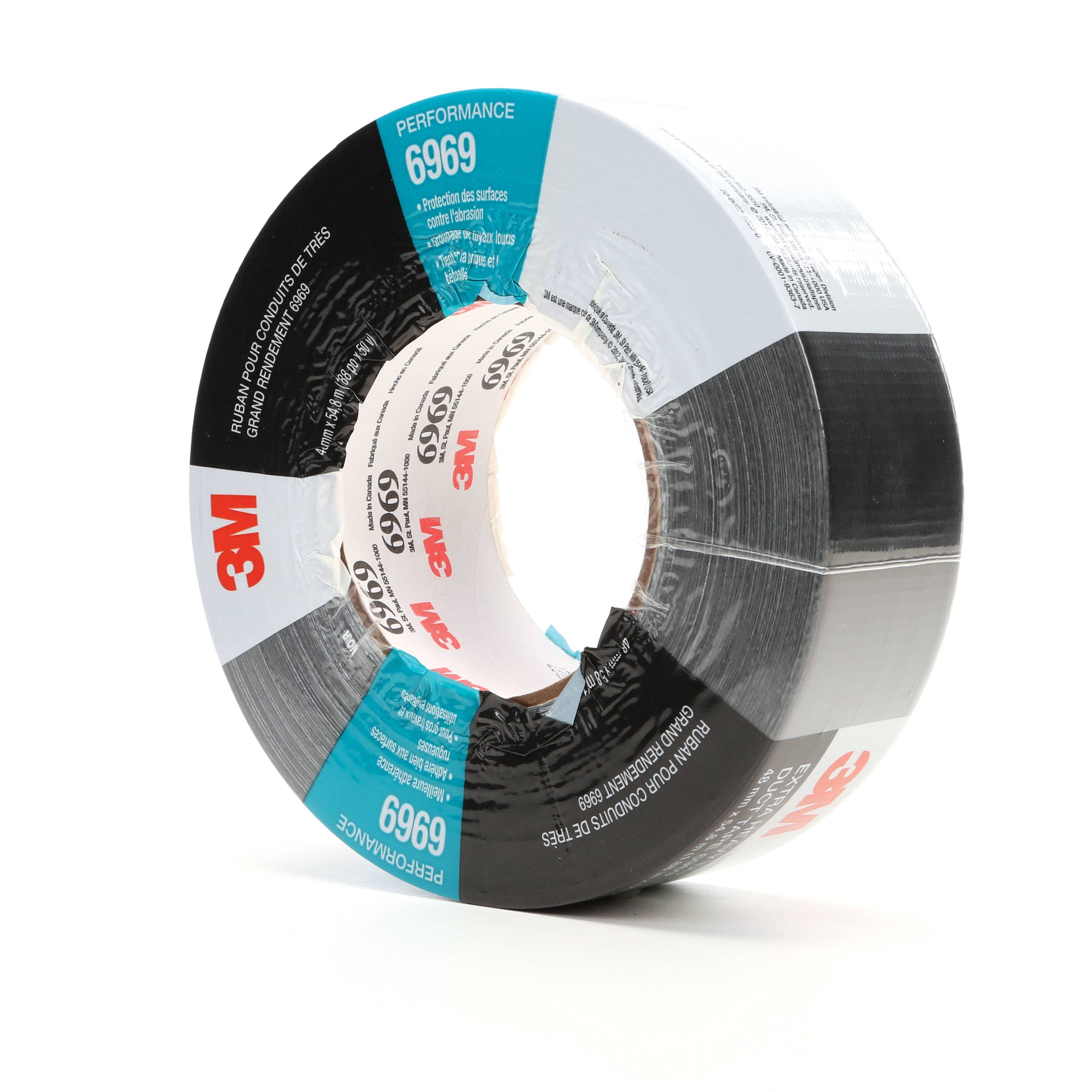 2" x 60 Yd x 10.7 Mil, 3M 6969-48MMX54.8MM Duct Tape, Black