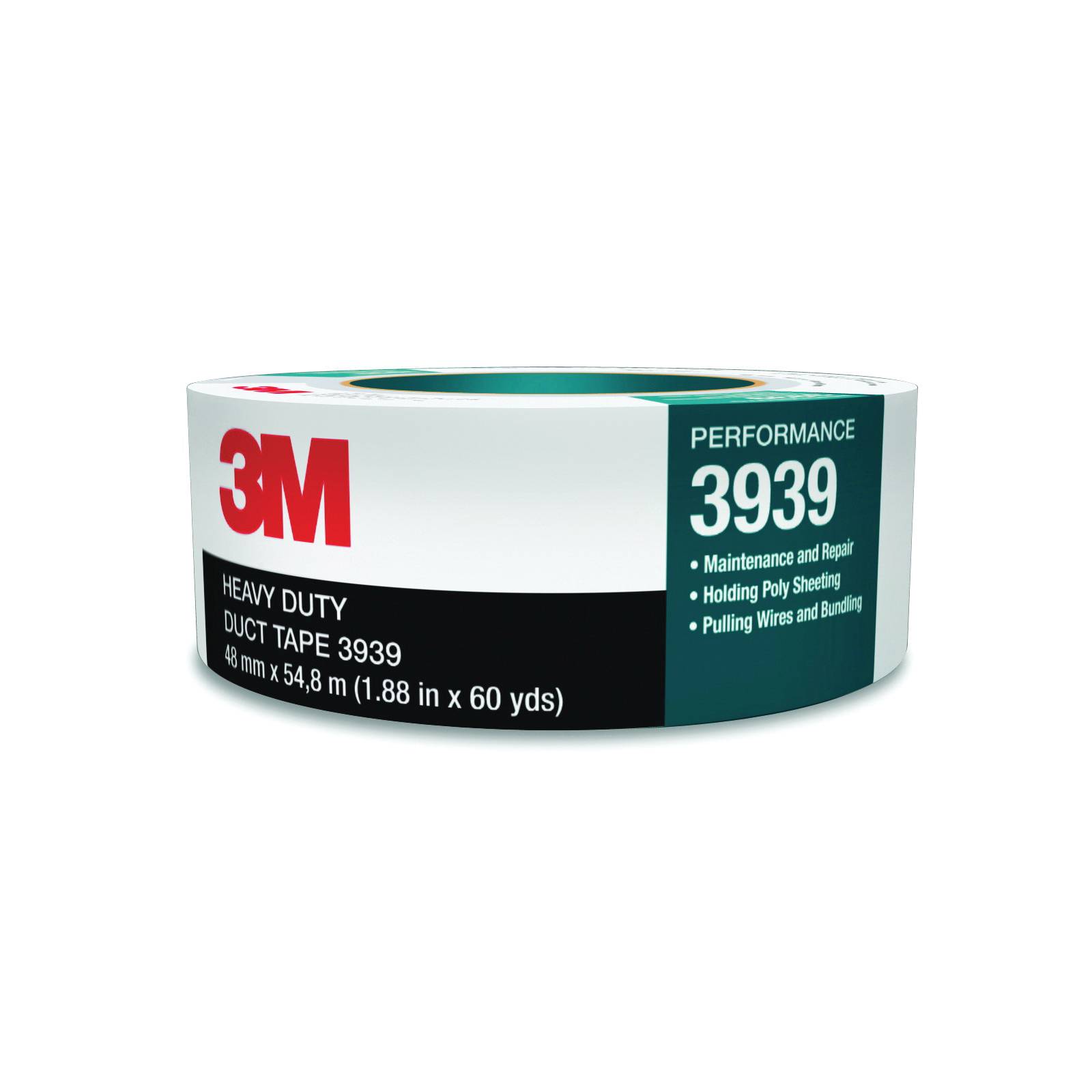 2" x 60 Yd x 9 Mil, 3M 3939-48MMX55M Duct Tape, Silver
