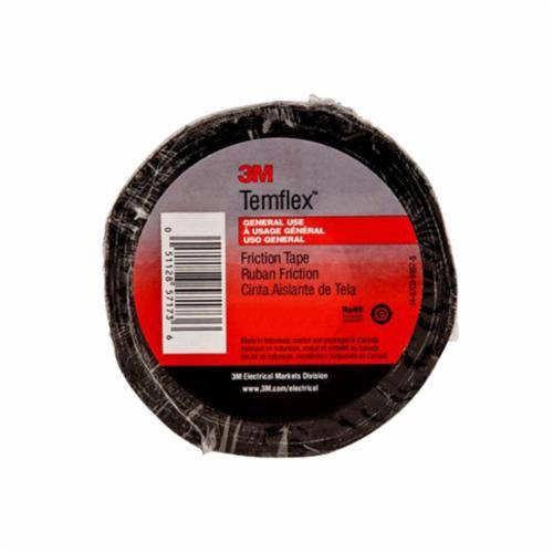 2" x 60' x 13 Mil, 3M 1755-2X60FT Temflex™ Friction Tape, Black