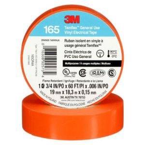 3/4" x 60' x 6 Mil, 600 V, 3M 165OR4A Temflex™ Electrical Tape, Orange