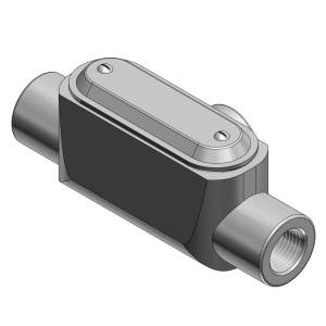 T&B® BlueKote® T67CG-TB Type T Pre-Assembled Conduit Body With Cover, Gasket, 2 in Hub, Form 7 Form, 50 cu-in Capacity, Iron, Epoxy Powder Coated/Zinc Plated