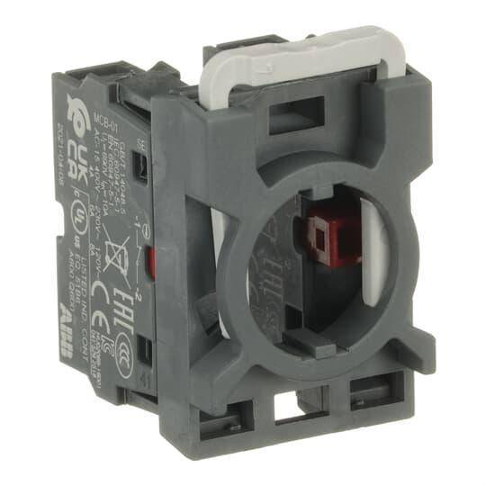 ABB MCBH-02 Modular Non-illuminated Contact Block With 3-Position Holder, 22 mm, 2NC Contact, 6 A at 230 VAC, 5 A at 24 VDC Contact, Silver Tipped Contact