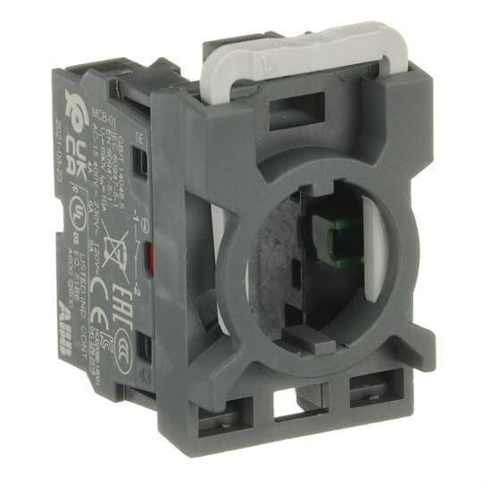 ABB MCBH-11 Modular Non-illuminated Contact Block, 22 mm, 1NC-1NO Contact, 6 A at 230 VAC, 5 A at 24 VDC, 1.1 A at 125 VDC Contact, Silver Tipped Contact