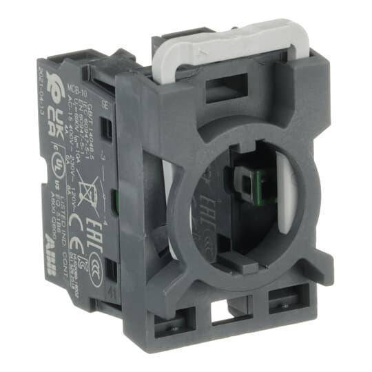 ABB MCBH-20 Modular Non-illuminated Contact Block With 3-Position Holder, 22 mm, 2NO Contact, 6 A at 230 VAC, 5 A at 24 VDC, 1.1 A at 125 VDC Contact