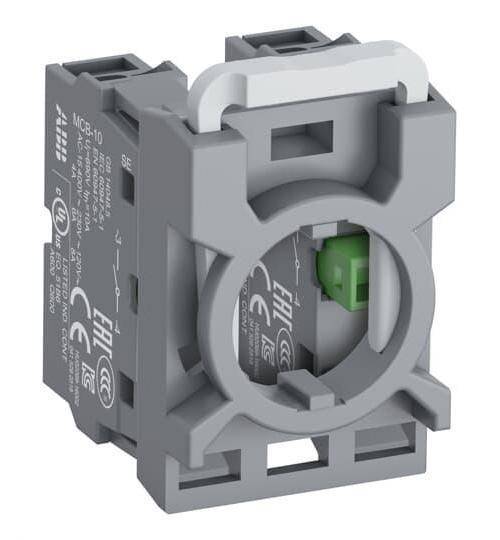ABB MCBH-20 Modular Non-illuminated Contact Block With 3-Position Holder, 22 mm, 2NO Contact, 6 A at 230 VAC, 5 A at 24 VDC, 1.1 A at 125 VDC Contact