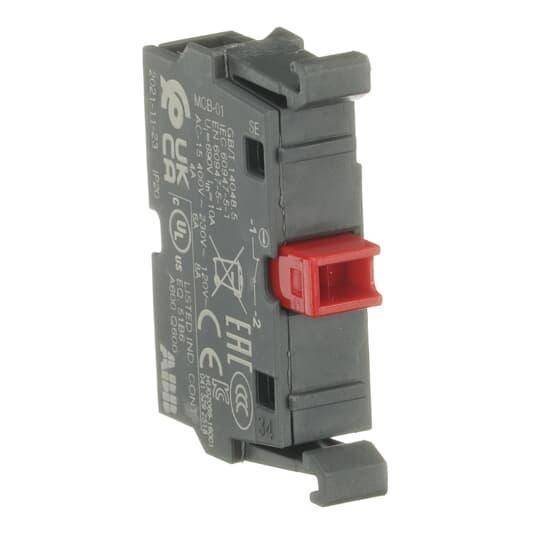 ABB MCB-01 Modular Non-illuminated Contact Block, 22 mm, 1NC Contact, 6 A at 230 VAC, 5 A at 24 VDC Contact, Gold Plated Silver Contact
