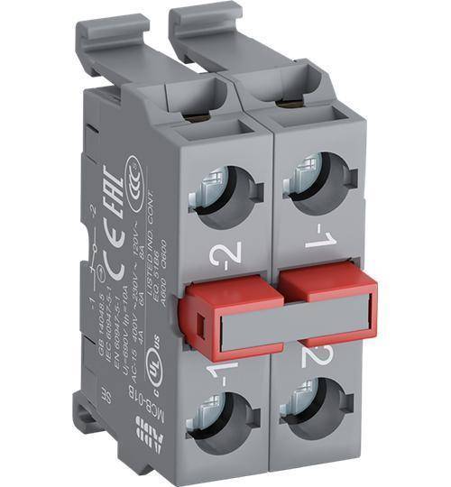 ABB MCB-02B Non-Illuminated Double Contact Block, 2NC Contact, 6 A at 230 VAC Contact