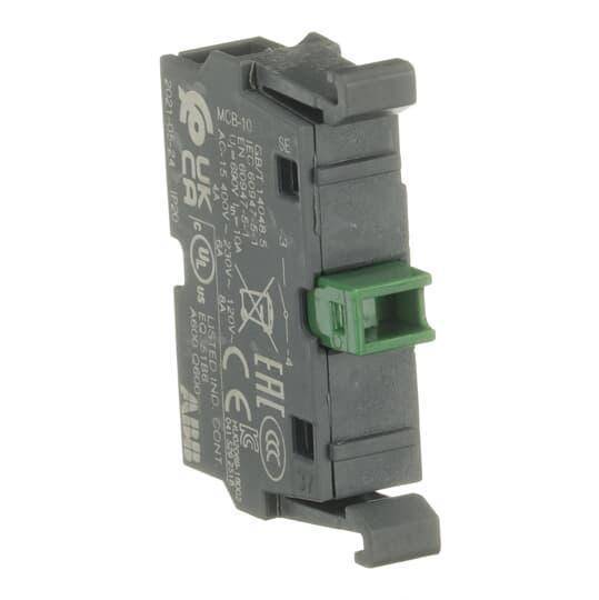 ABB MCB-10 Modular Non-illuminated Contact Block, 22 mm, 1NO Contact, 600 VAC Contact, Silver Tipped Contact