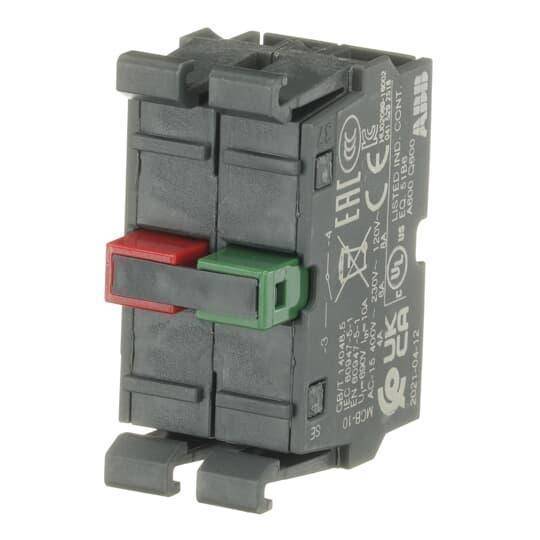 ABB MCB-11 Modular Non-illuminated Contact Block, 22 mm, 1NC-1NO Contact, 6 A at 230 VAC, 5 A at 24 VDC, 1.1 A at 125 VDC Contact