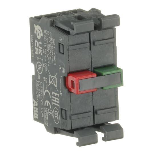 ABB MCB-11 Modular Non-illuminated Contact Block, 22 mm, 1NC-1NO Contact, 6 A at 230 VAC, 5 A at 24 VDC, 1.1 A at 125 VDC Contact