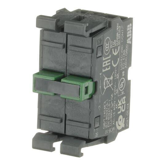 ABB MCB-20 Modular Non-illuminated Contact Block, 22 mm, 2NO Contact, 6 A at 230 VAC, 5 A at 24 VDC, 1.1 A at 125 VDC Contact