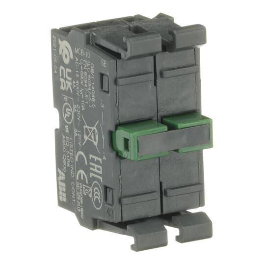 ABB MCB-20 Modular Non-illuminated Contact Block, 22 mm, 2NO Contact, 6 A at 230 VAC, 5 A at 24 VDC, 1.1 A at 125 VDC Contact