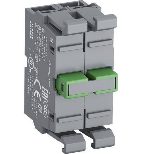 ABB MCB-20 Modular Non-illuminated Contact Block, 22 mm, 2NO Contact, 6 A at 230 VAC, 5 A at 24 VDC, 1.1 A at 125 VDC Contact