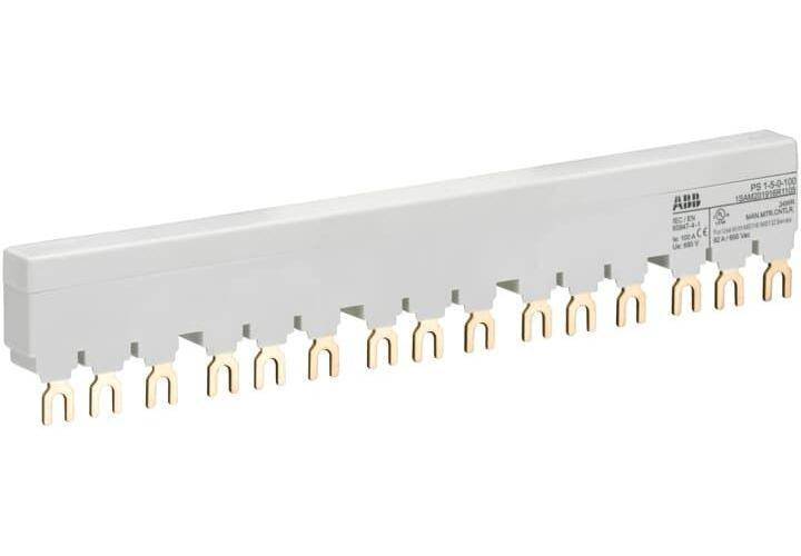 ABB PS1-5-0-100 Busbar, For Use With MS116/MS132/MO132 Manual Motor Protector, 5-Position, Fork Connection, 3-Phase, 690 VAC/250 VDC, 92 A