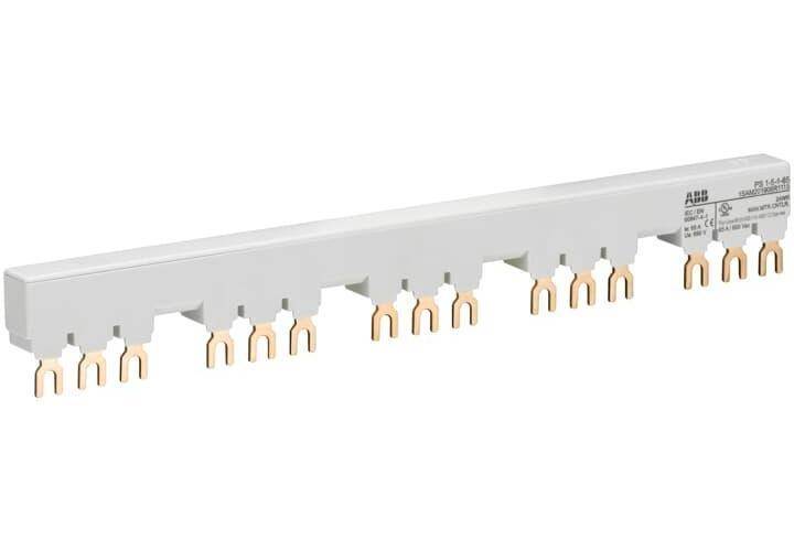 ABB PS1-5-1-65 Busbar With (1) Auxiliary Contact, For Use With MS116/MS132/MO132 Manual Motor Protector, 5-Position, Fork Connection, 3-Phase, 690 VAC/250 VDC, 65 A