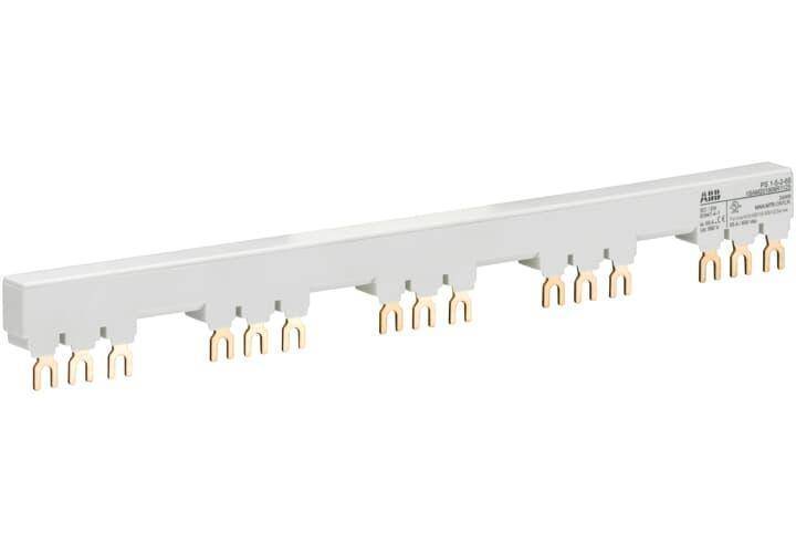 ABB PS1-5-2-65 Busbar With (2) Auxiliary Contact, For Use With MS116/MS132/MO132 Manual Motor Protector, 5-Position, Fork Connection, 3-Phase, 690 VAC/250 VDC, 65 A