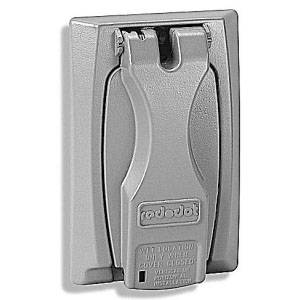 1-Gang, , Thomas & Betts Corporation DCCU-WH D-PAK® Weatherproof Receptacle Cover, (1) Receptacle, White