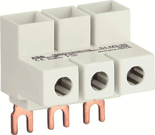 ABB S1-M3-25 Type E Feeder Terminal, For Use With MS116/MS132/MS132-B Manual Motor Protector, 3-Pole, Flat, 3-Phase, 690 VAC/250 VDC, 65 A, Screw Terminal, -25 to 70 deg C