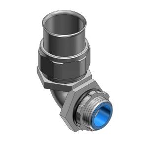 T&B® 3741 Conduit Connector With Insulated Throat, Sealing Ring, Steel Retainer, 1/2 in Trade, 90 deg, Steel