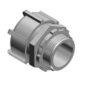 T&B® 5235AL Non-Insulated Straight Conduit Connector, 1-1/4 in Trade, Aluminum, Clear Chromate Coated/Zinc Plated