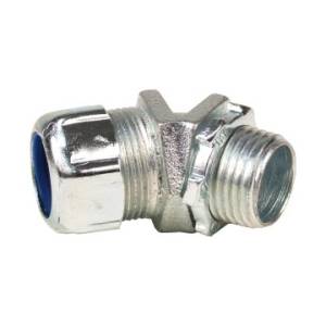 T&B® 5249 Non-Insulated Conduit Connector, 3 in Trade, 45 deg, Malleable Iron, Chromate Coated/Electro-Zinc Plated