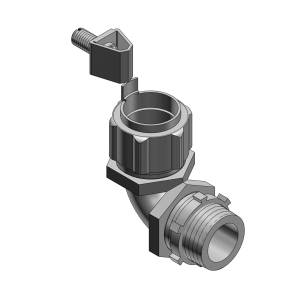 T&B® 5253GR External Bonding Non-Insulated Grounding Connector, 3/4 in Trade, 90 deg, Malleable Iron, Chromate Coated/Electro-Zinc Plated