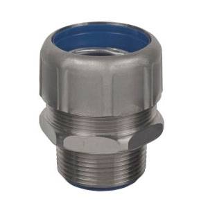 T&B® Industrial Fitting Safe Edge® 5332SST6 5300SST6 Insulated NPT Thread Standard Straight Conduit Connector With Dura Plate Ground Cone, 1/2 in Trade, 316 Stainless Steel