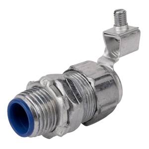 T&B® 5338GR External Bonding Insulated Straight Grounding Connector, 2-1/2 in Trade, Steel, Chromate Coated/Electro-Zinc Plated