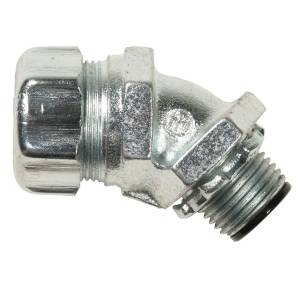 T&B® 5344-HT High Temperature Insulated Conduit Connector, 1 in Trade, 45 deg, Malleable Iron, Clear Chromate Coated/Zinc Plated
