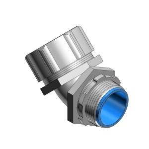 T&B® 5349 Insulated Conduit Connector, 3 in Trade, 45 deg, Malleable Iron, Chromate Coated/Electro-Zinc Plated