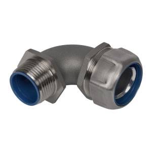 T&B® Industrial Fitting Safe Edge® 5352SST6 5300SST6 Insulated NPT Thread Standard Conduit Connector With Dura Plate Ground Cone, 1/2 in Trade, 90 deg, 316 Stainless Steel