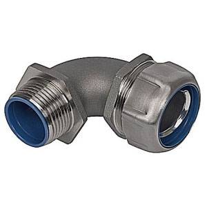 T&B® Industrial Fitting Safe Edge® 5353SST6 5300SST6 Insulated NPT Thread Standard Conduit Connector With Dura Plate Ground Cone, 3/4 in Trade, 90 deg, 316 Stainless Steel