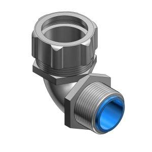 T&B® Industrial Fitting 7354 Insulated Conduit Connector With PG Thread, 3/4 in Trade, 90 deg, Nylon/Steel, Hot Dipped Galvanized