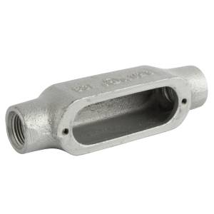 T&B® C100M 35 Type C Feed-Through Conduit Body, 1 in Hub, 12.5 cu-in Capacity, Malleable Iron, Aluminum Acrylic Coated/Zinc Plated