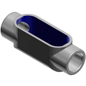 T&B® BlueKote® C37 Type C Straight Conduit Body, 1 in Hub, Form 7 Form, 10.6 cu-in Capacity, Malleable Iron, Epoxy Powder Coated/Zinc Plated
