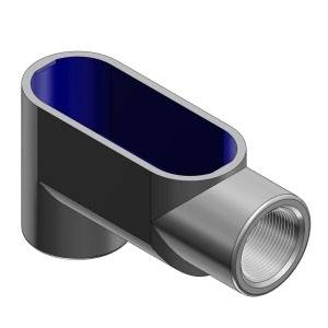 T&B® BlueKote® LB27 Type LB Conduit Body, 3/4 in Hub, Form 7 Form, 6.6 cu-in Capacity, Gray Iron, Epoxy Powder Coated/Zinc Plated