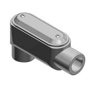 T&B® BlueKote® LB37CG-TB Type LB Pre-Assembled Conduit Body With Cover, Gasket, 1 in Hub, Form 7 Form, 10.6 cu-in Capacity, Gray Iron, Epoxy Powder Coated/Zinc Plated