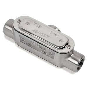 T&B® BlueKote® T18SST Type T Conduit Body, 1/2 in Hub, Form 8 Form, 6 cu-in Capacity, 316 Stainless Steel, Polished
