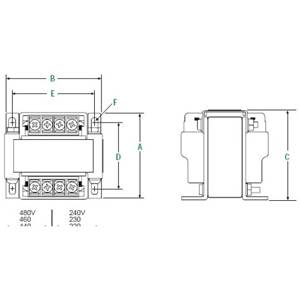 750 VA, 1-Phase, Hubbell Incorporated CE040750 Encapsulated Industrial Control Transformer, 380/400/415 VAC Primary, 110/220 VAC Secondary