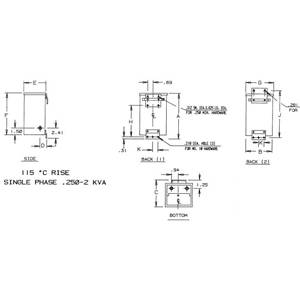 500 VA, 1-Phase, Hubbell Incorporated T181051 Buck Boost Transformer, 120 x 240 VAC Primary, 12/24 VAC Secondary