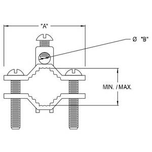 1/2 to 1" Pipe,10 to 2 AWG Conductor, Arlington Industries Inc. 720B Grounding Clamp, Solid Brass