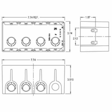74.5 Cu Inch, Arlington Industries Inc. F104 ONE-BOX™ Electrical Outlet Box, 4-Gang