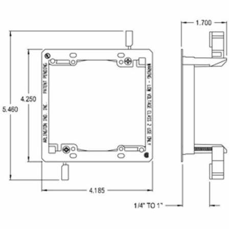 2-Gang,, Arlington Industries Inc. LV2 Low Voltage Mounting Bracket, Non-Metallic