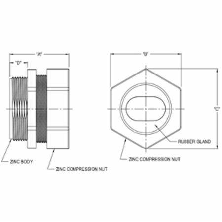 1-1/4" Arlington Industries Inc. WTC125 Service Entrance Cable Connector