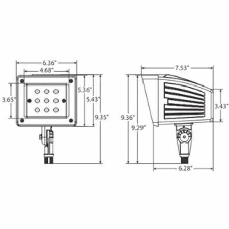 120/208/240/277 VAC, 22W, Atlas Lighting Products PFS22LED Power Floodlight Fixture