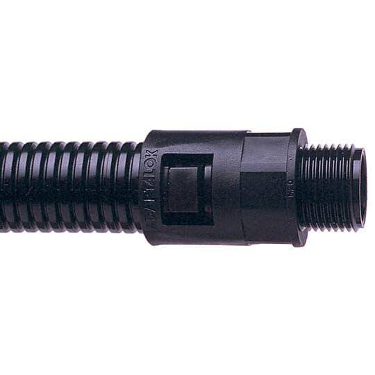 Adaptaflex® Adaptalok AL21/050/A/BL Type A Straight Conduit Connector With NPT Threads, 21 mm Trade, 1/2 in Cable Openings, For Use With Type PA/PI/CP/PR/PF Conduits, Polyamide/Nylon 6.6