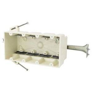 7-1/2" x 3" x 3-3/4", Allied Moulded Products, Inc. 4300-NBK fiberglassBOX Switch Box, 60 Cu Inch, Off White, 4 Gang