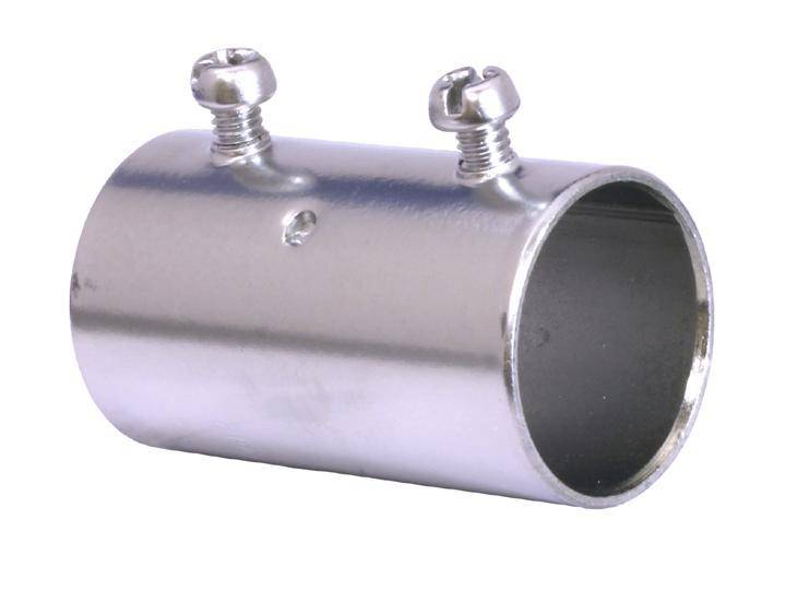 Allied Tube & Conduit SK250RKON Straight Set Screw Coupling, 2-1/2 in, For Use With Steel EMT Conduit, Steel, Zinc Plated