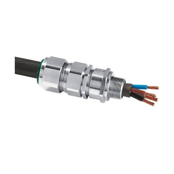 Appleton® 20E1FW5 Flameproof Straight Cable Gland, M20 Trade, 0.49 to 0.82 in Cable Openings, Brass, Nickel Plated
